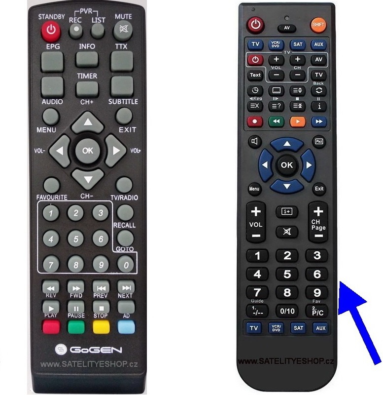 Gogen DVB 133 T2 dálkový ovladač náhradní