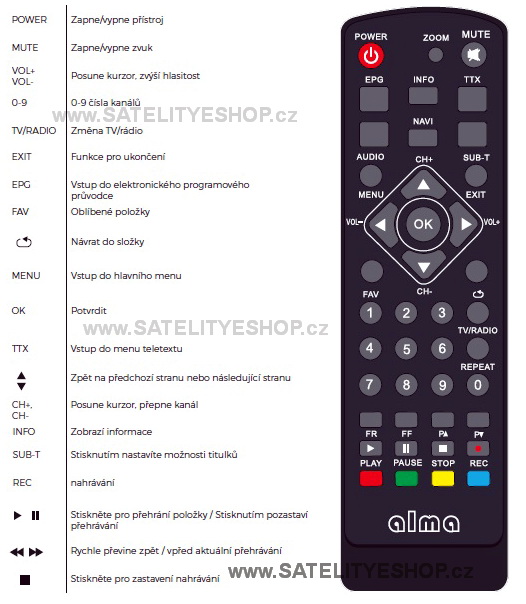 Dálkový ovladač Alma 2800 náhradní