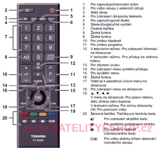 Toshiba CT-90326 , CT90326 dálkový ovladač